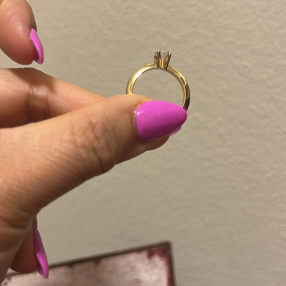 Gold Tone Ring with Diamond Accent Size 9 - Picture 9 of 12